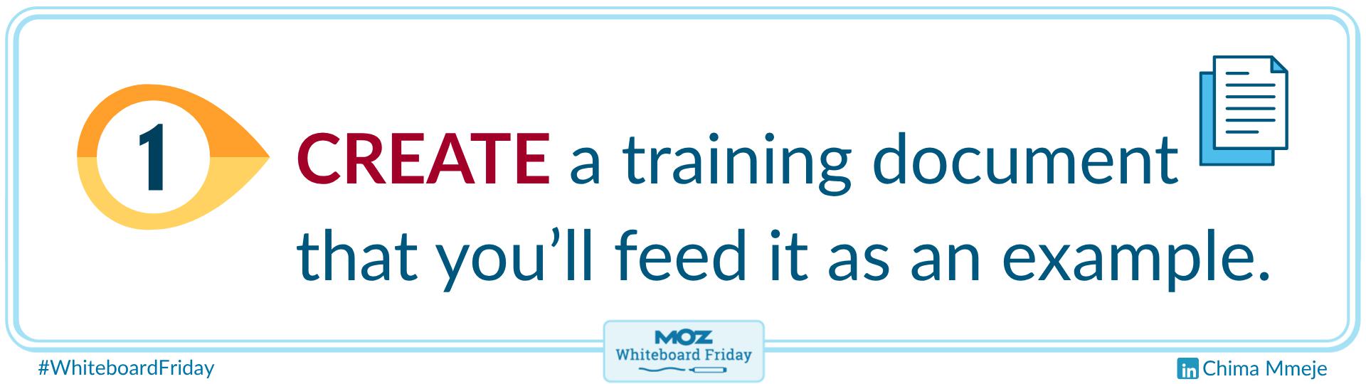 Zoomed-in section of the whiteboard for tip 1 - create a training document.