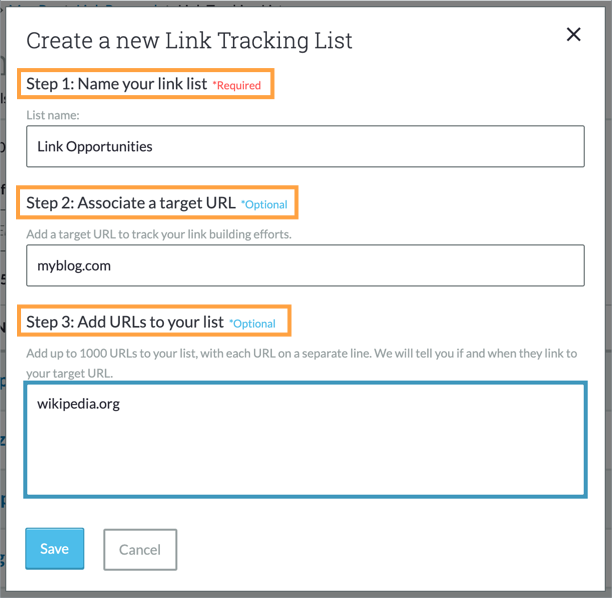Enter in the name of your list and then click save. You have the option to enter additional information.