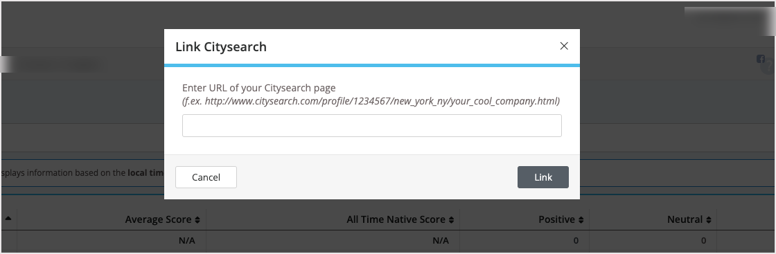 Screenshot of the popup window for a review network.