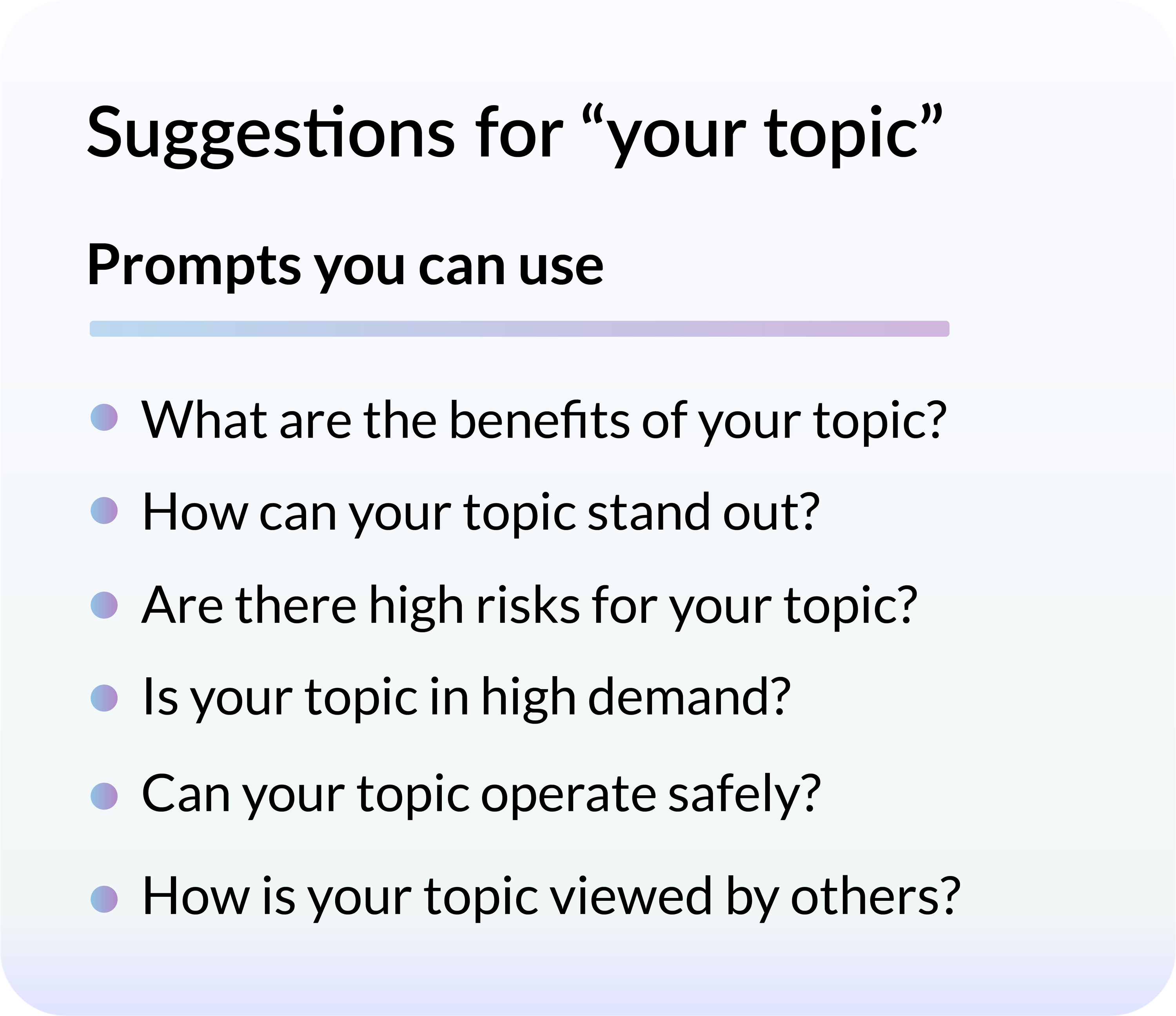 Prompt Suggestions GTM suggestion list 4x